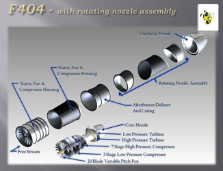 F404 With Rotating Nozzle Assembly