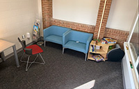 family room with kids play station