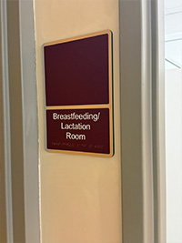 Breastfeeding and Lactation room Edwards Hall sign