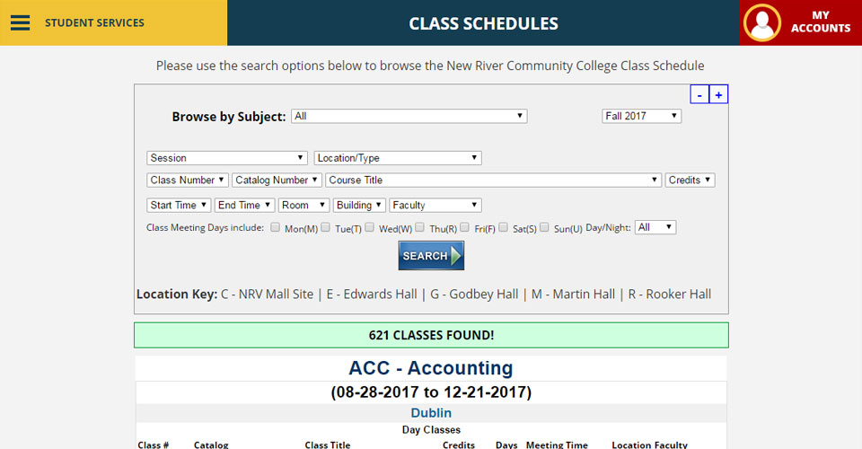 Class Schedule Link