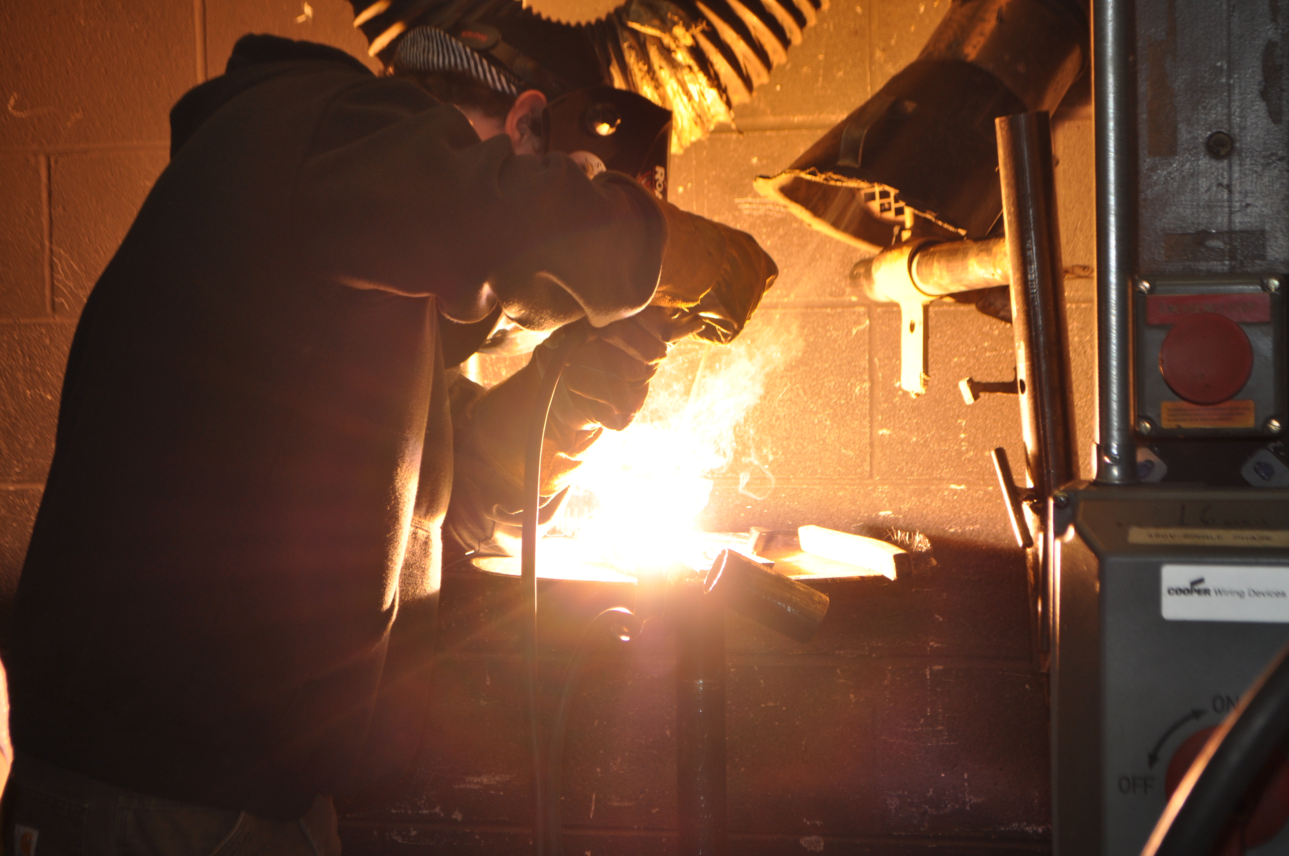 Student welding