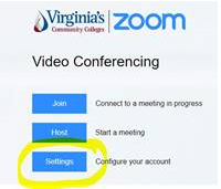 Screenshot of Zoom icon inside of MyVCCS.